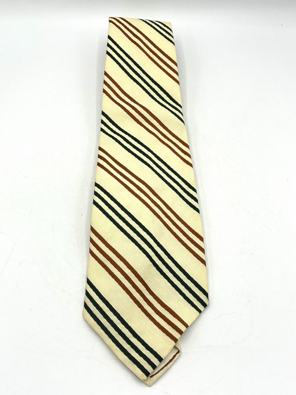 The Higbee Company Cleveland Vintage Tie Cream Green Brown Stripe